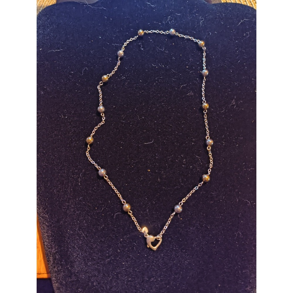 14 Karat And Sterling Silver Ball Bead Necklace 18 Inch